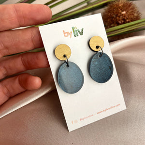 Speckled Blue Small Dangle Earrings