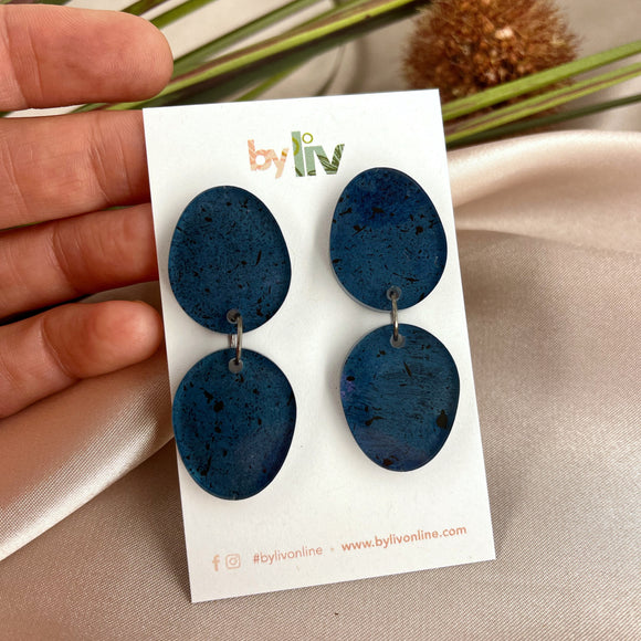 Speckled Blue Double Dangle Earrings