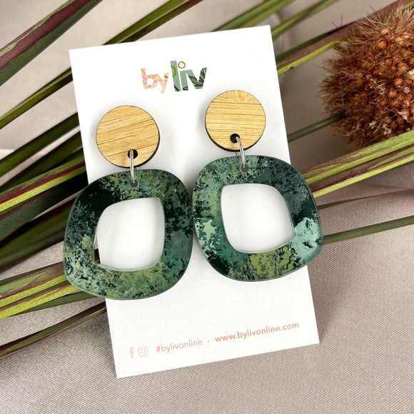 Green Envy - Small Abstract Dangle Earrings