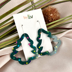 CHOOSE YOUR COLOUR: Large Christmas Tree Hoops