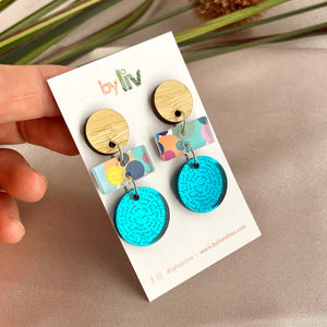 Teal Confetti -Affirmation Dangle Earrings