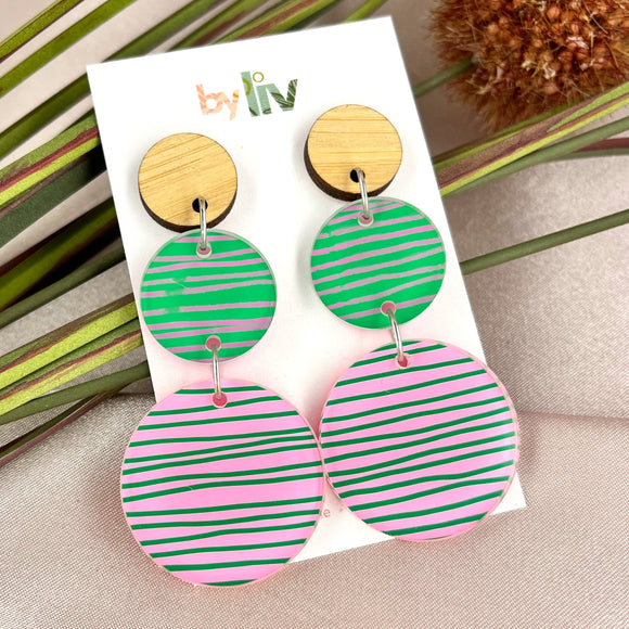 Pink & Green Dangle Earrings