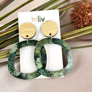 Green Envy - Abstract Dangle Earrings