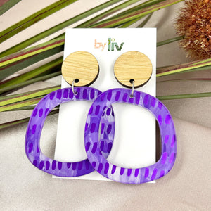 Purple Abstract Dangle Earrings