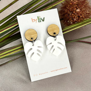 CHOOSE YOUR COLOUR: Monstera dangle earrings