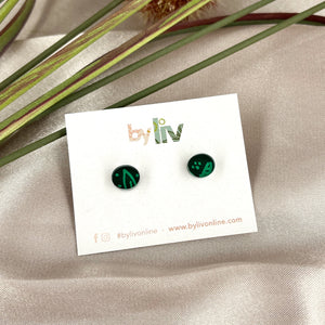 Petite Stripe Studs - Green & Green